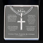 To My Man I Love You Cuban Link Cross Chain Gift