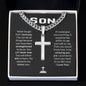 To My Son Never Forget I Love You Cuban Link Faith Cross Necklace