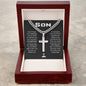 To My Son Never Forget I Love You Cuban Link Faith Cross Necklace