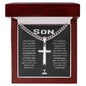 To My Son Never Forget I Love You Cuban Link Faith Cross Necklace