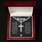 To My Son Never Forget I Love You Cuban Link Faith Cross Necklace