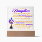 To My Beautiful Daughter You're My World February Birth Flower Acrylic Square Nightlight