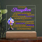 To My Beautiful Daughter You're My World February Birth Flower Acrylic Square Nightlight