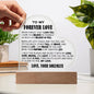 To My Forever Love Acrylic Heart Nightlight Soulmate I Love You Gift