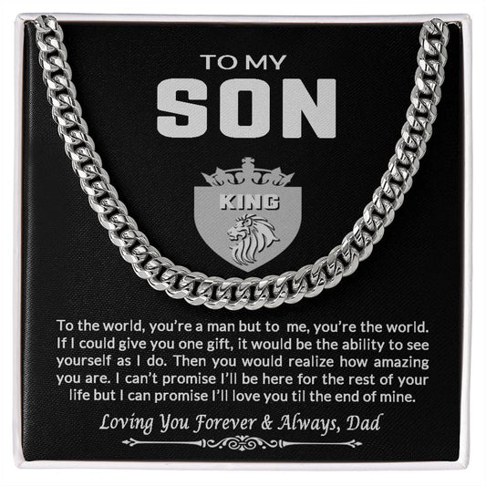 To My Son From Dad - You're The World - Cuban Link Chain Gift