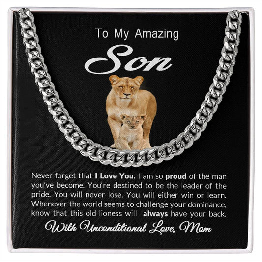 To my amazing Son -  I - Love You - Cuban Link Chain Gift
