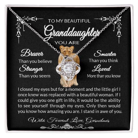 Granddaughter Gift From Grandmother  Love Knot Necklace