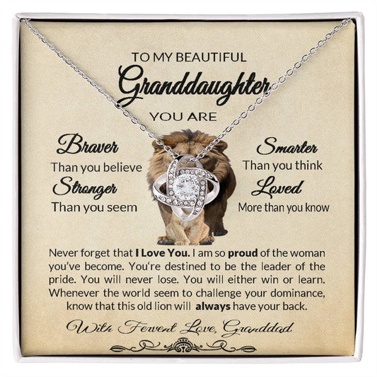 Gift For Granddaughter From Granddad Lion And Cub Love Knot Necklace Granddaughter Gift