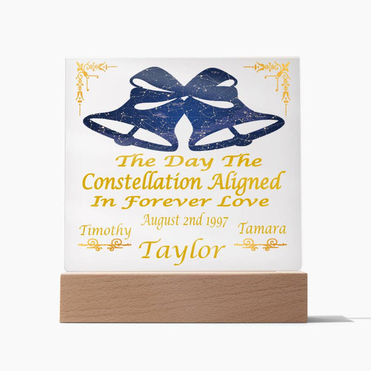 Personalized Wedding Gift For Bride and Groom Wedding Date LED Acrylic Square Star Map Night Light