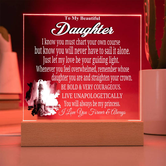 SPECIAL DAUGHTER ACRYLIC SQUARE NIGHTLIGHT LOVE MESSAGE FROM PROUD PARENT