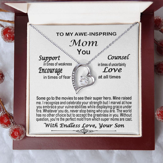 Gift For Mom From Son Super Mom Love Knot Necklace Mother's Day Gift