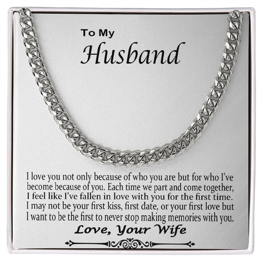 Gift for Husband From Wife Cuban Link Chain Husband Gift