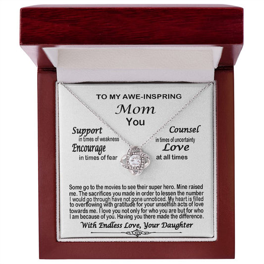 Gift For Mom From Daughter Super Hero Mom Love Knot Necklace Gift For Mom