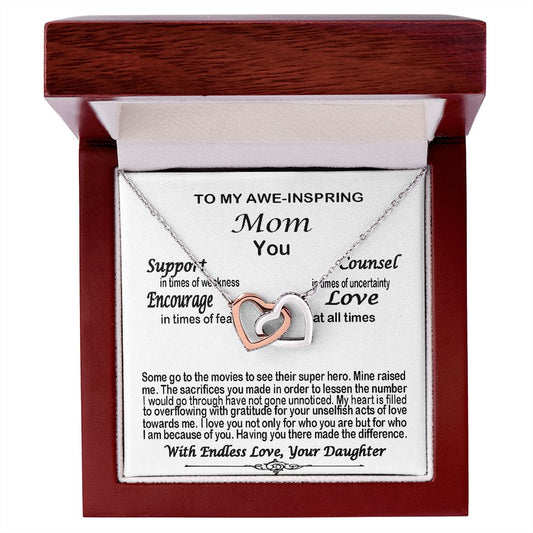 Gift For Super Hero Mom From Daughter Interlocking Hearts Necklace Perfect Sentiment Mom Gift