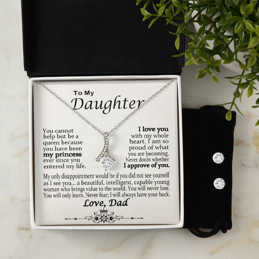 Prom Gift For Daughter From Dad Alluring Beauty Necklace & Earrings