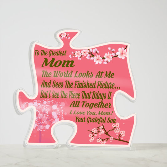 Perfect Gift For Mom From Son Acrylic Puzzle Plaque Unique Mom gift